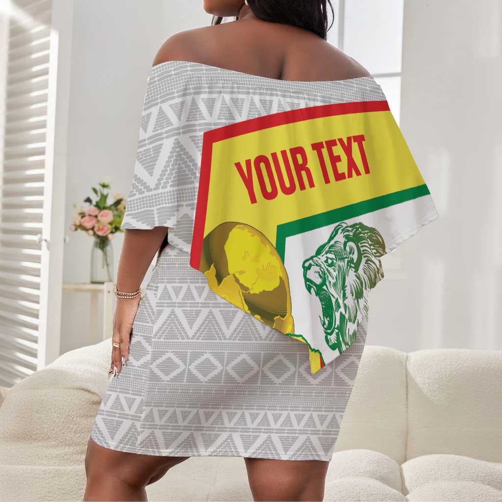 Personalized Senegal Football Off Shoulder Short Dress 2026 Come On Lions de la Teranga - African Pride