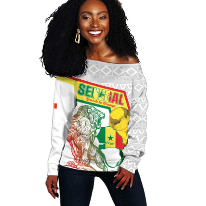 Personalized Senegal Football Off Shoulder Sweater 2026 Come On Lions de la Teranga - African Pride