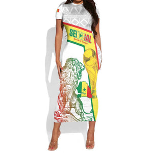 Personalized Senegal Football Short Sleeve Bodycon Dress 2026 Come On Lions de la Teranga LT14