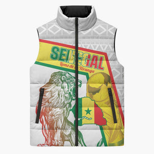 Personalized Senegal Football Sleeveless Puffer Jacket 2026 Come On Lions de la Teranga - African Pride