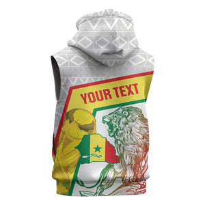 Personalized Senegal Football Sleeveless Zip Hoodie 2026 Come On Lions de la Teranga - African Pride