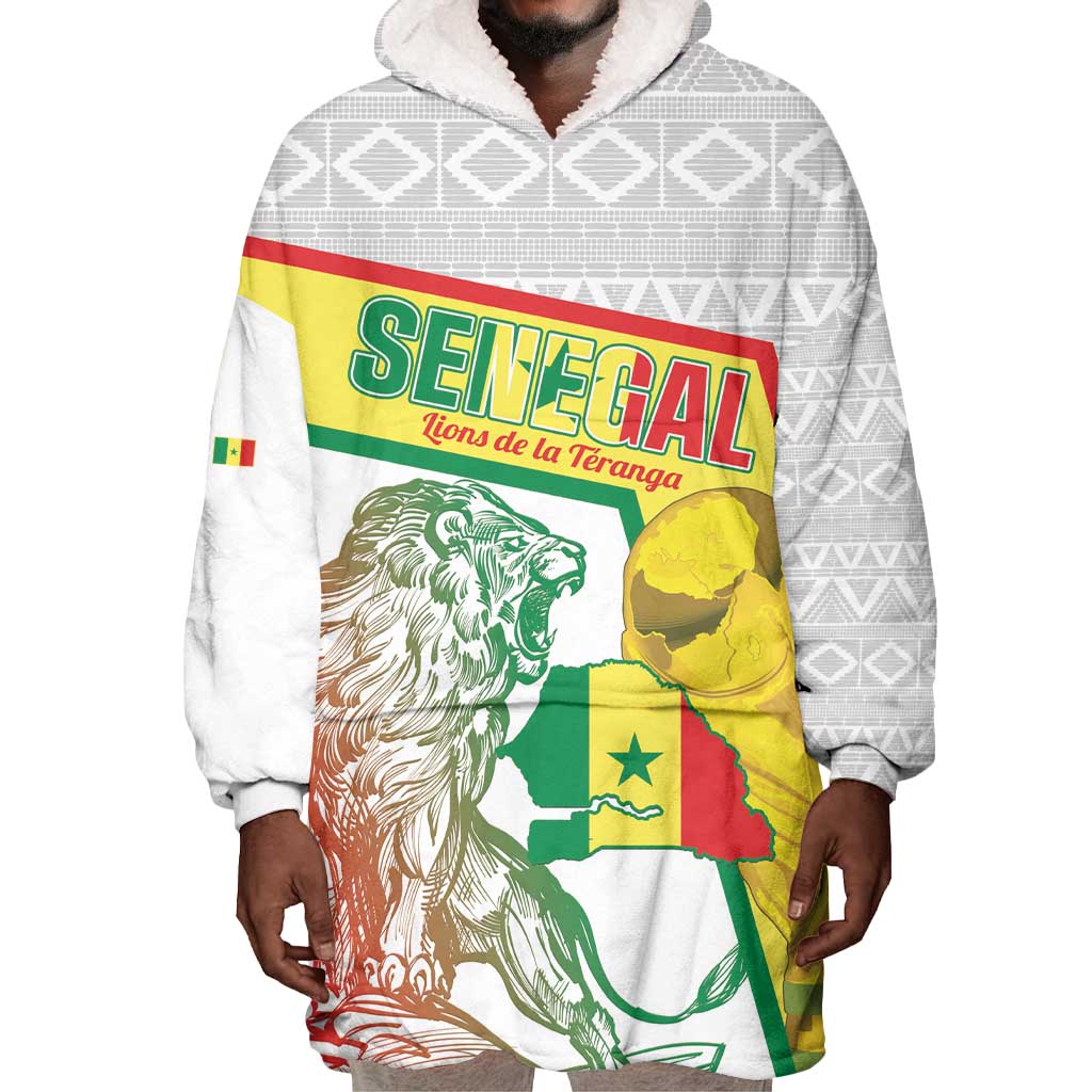 Personalized Senegal Football Wearable Blanket Hoodie 2026 Come On Lions de la Teranga - African Pride