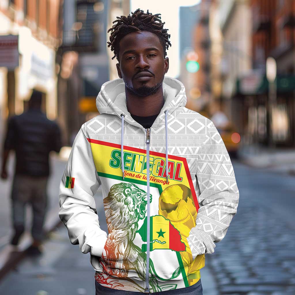 Personalized Senegal Football Zip Hoodie 2026 Come On Lions de la Teranga - African Pride