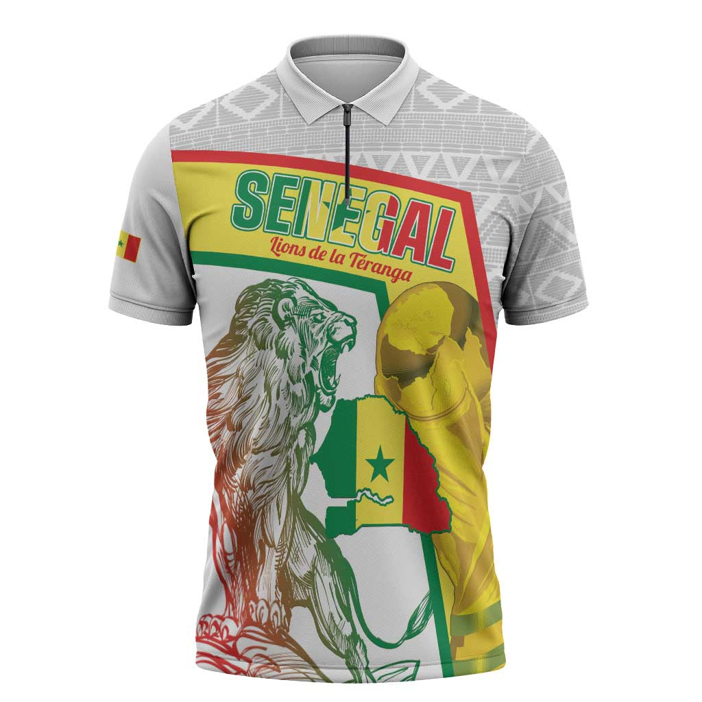 Personalized Senegal Football Zipper Polo Shirt 2026 Come On Lions de la Teranga - African Pride