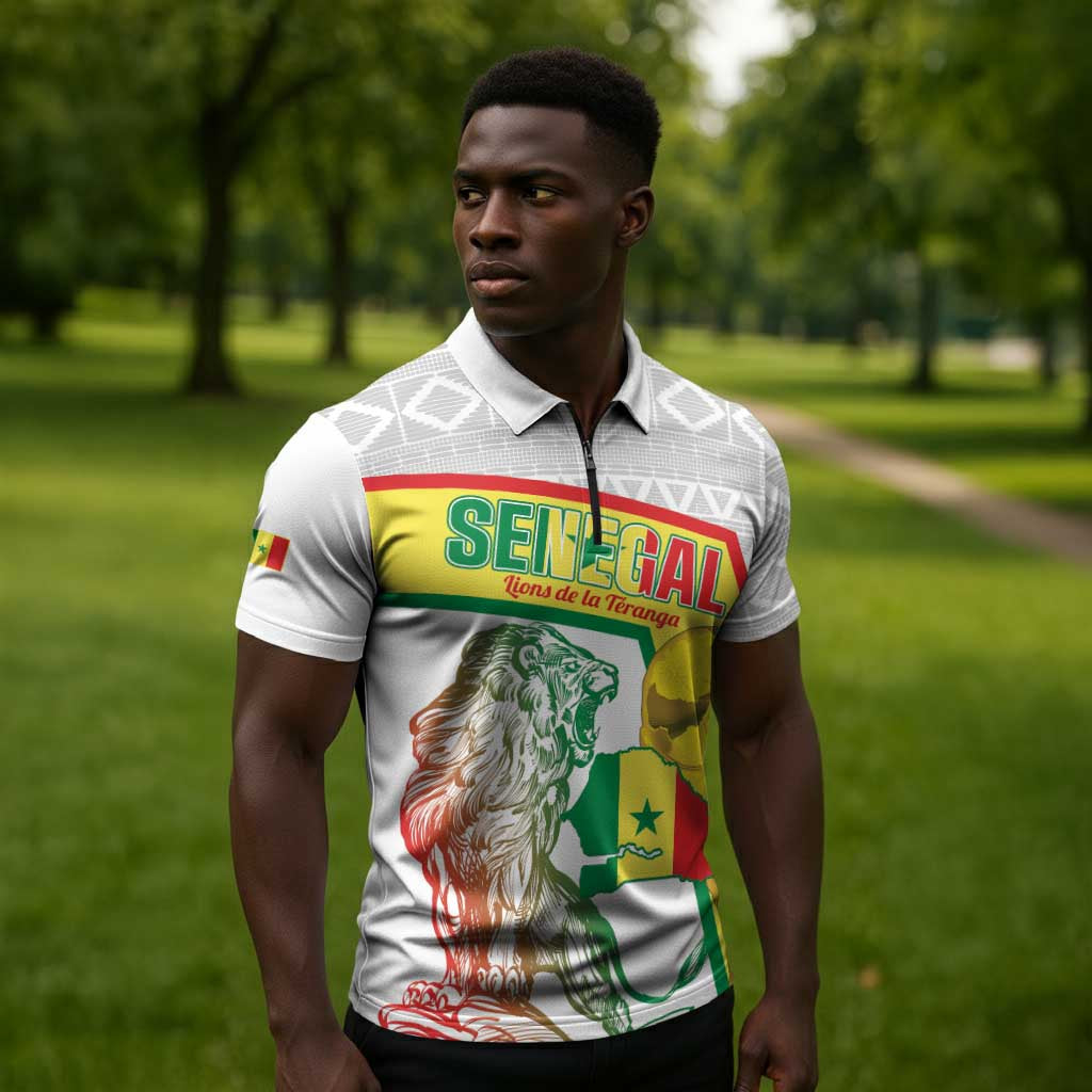 Personalized Senegal Football Zipper Polo Shirt 2026 Come On Lions de la Teranga - African Pride