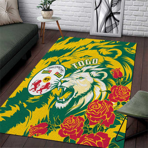 Togo Independence Day Area Rug Lion and Rose Proud To Be Togolese