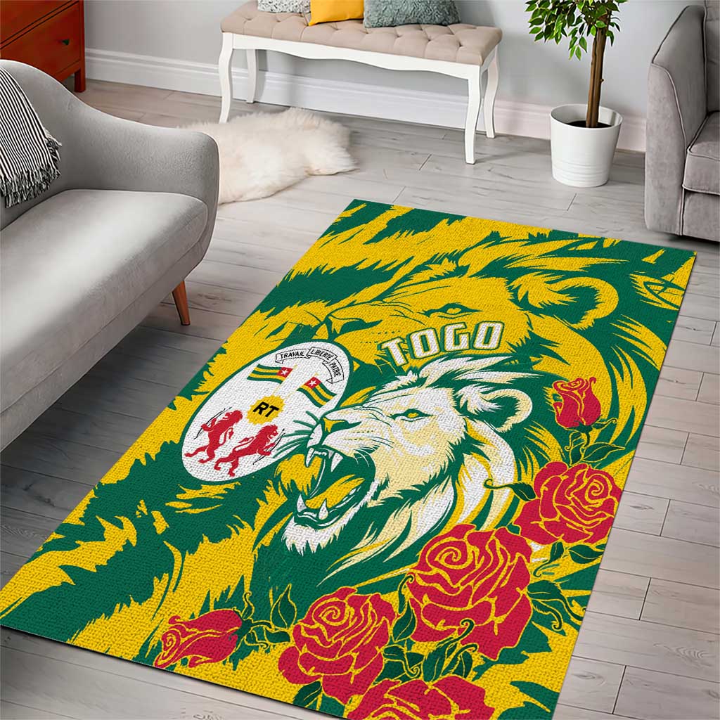 Togo Independence Day Area Rug Lion and Rose Proud To Be Togolese