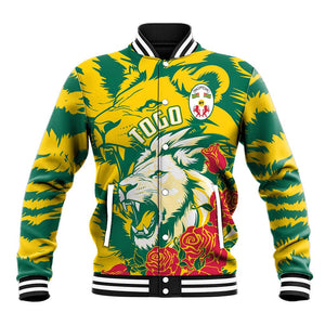 Togo Independence Day Baseball Jacket Lion and Rose Proud To Be Togolese