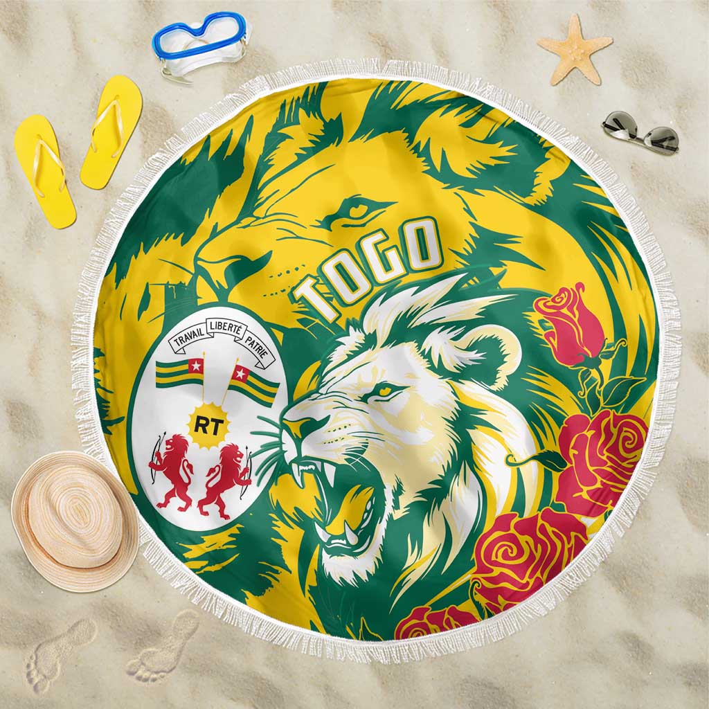 Togo Independence Day Beach Blanket Lion and Rose Proud To Be Togolese