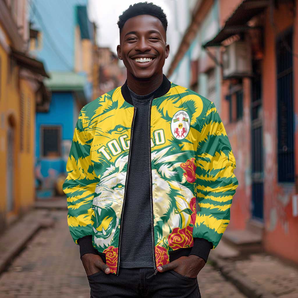 Togo Independence Day Bomber Jacket Lion and Rose Proud To Be Togolese