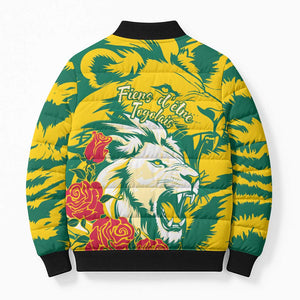 Togo Independence Day Bomber Puffer Jacket Lion and Rose Proud To Be Togolese