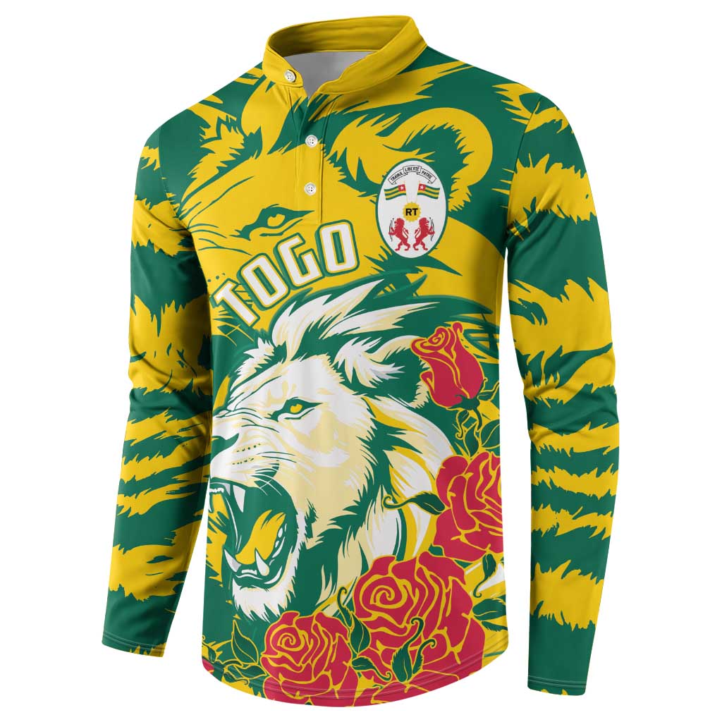 Togo Independence Day Button Sweatshirt Lion and Rose Proud To Be Togolese