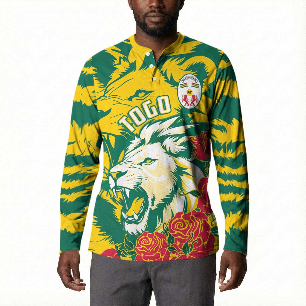Togo Independence Day Button Sweatshirt Lion and Rose Proud To Be Togolese