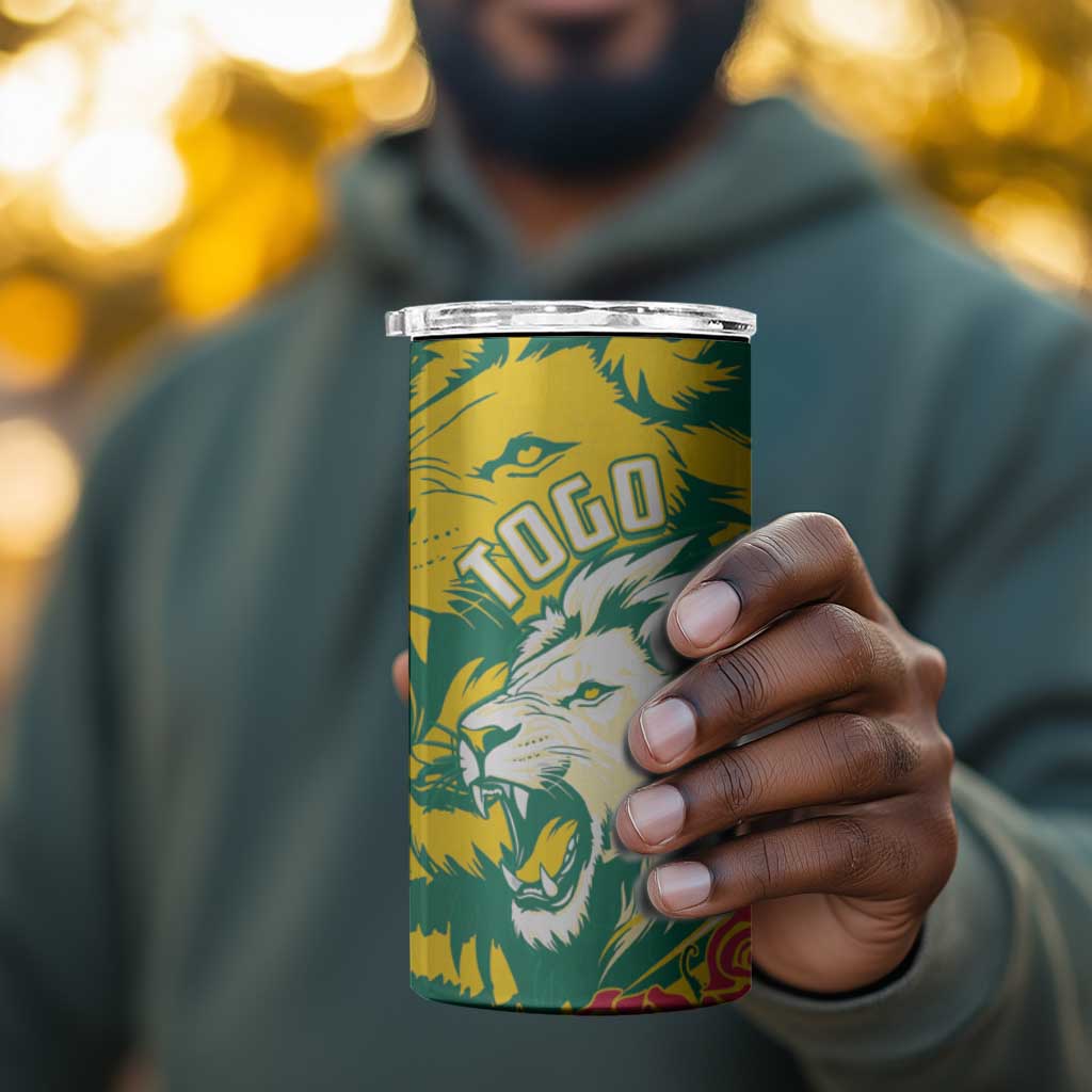 Togo Independence Day 4 in 1 Can Cooler Tumbler Lion and Rose Proud To Be Togolese