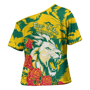 Togo Independence Day Cross Shoulder Shirt Lion and Rose Proud To Be Togolese