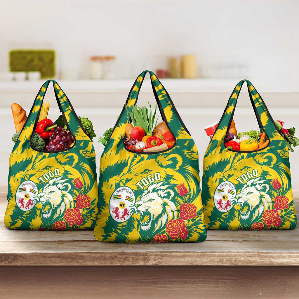 Togo Independence Day Grocery Bag Lion and Rose Proud To Be Togolese