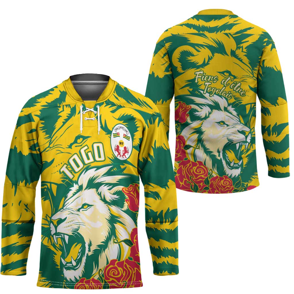 Togo Independence Day Hockey Jersey Lion and Rose Proud To Be Togolese