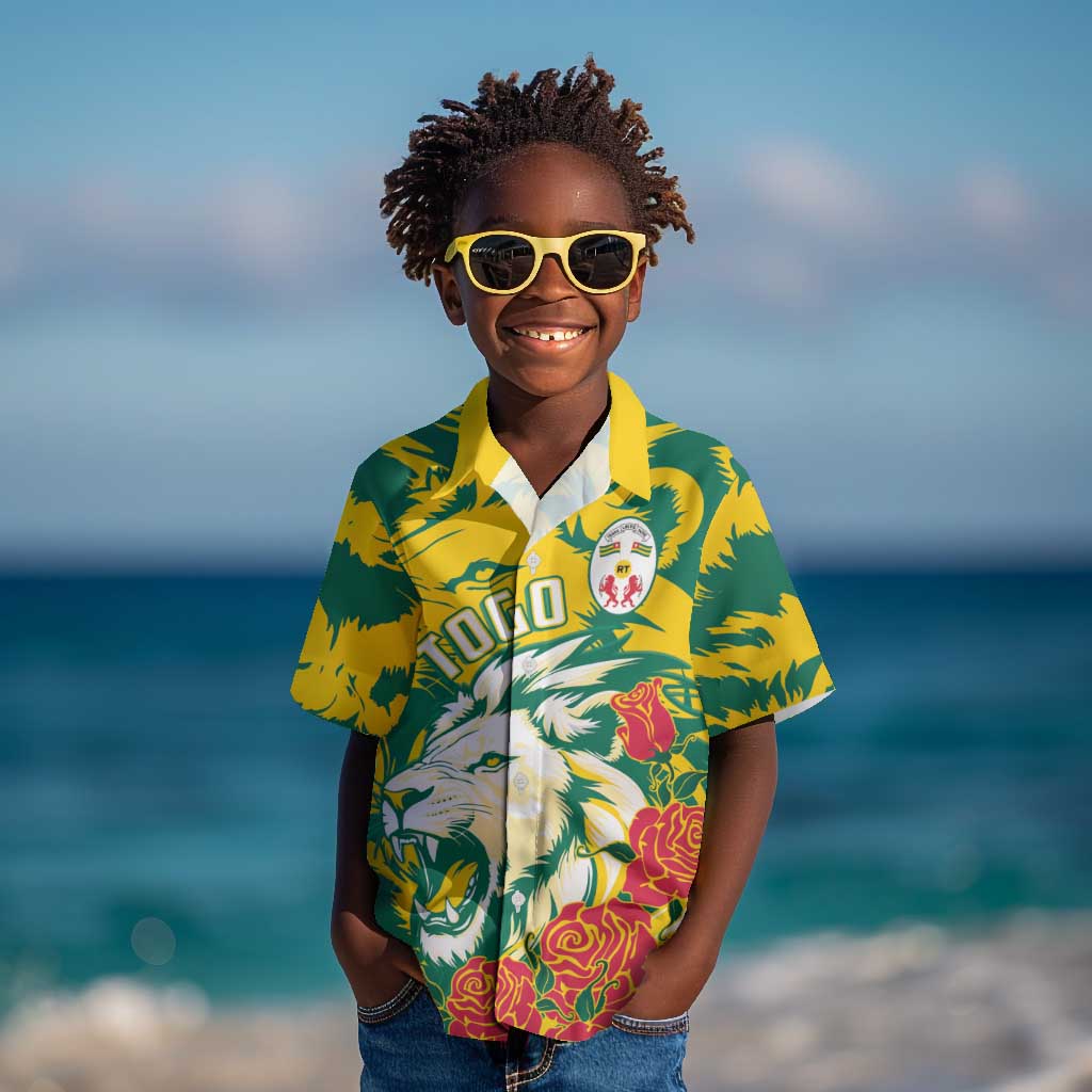 Togo Independence Day Kid Hawaiian Shirt Lion and Rose Proud To Be Togolese