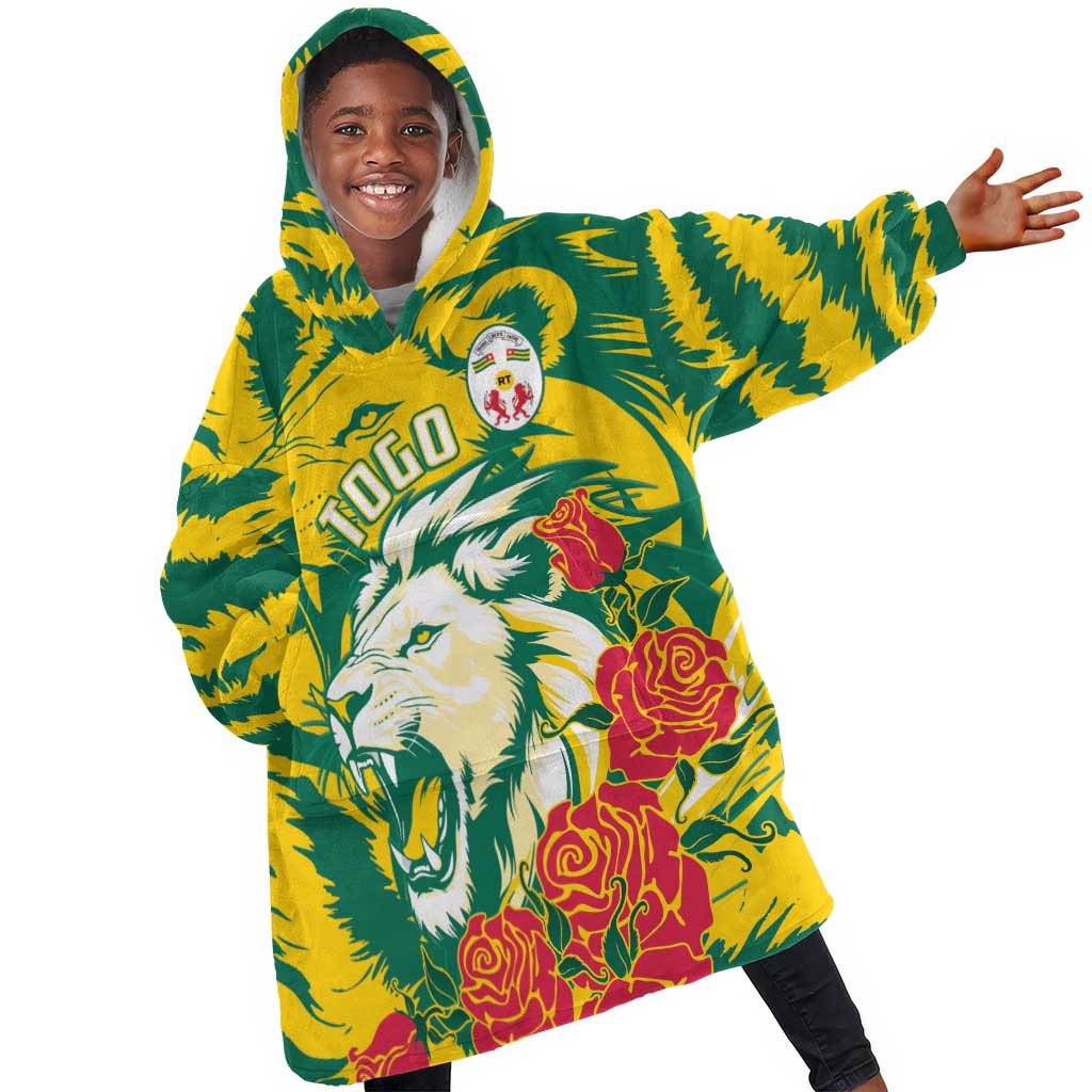 Togo Independence Day Kid Wearable Blanket Hoodie Lion and Rose Proud To Be Togolese