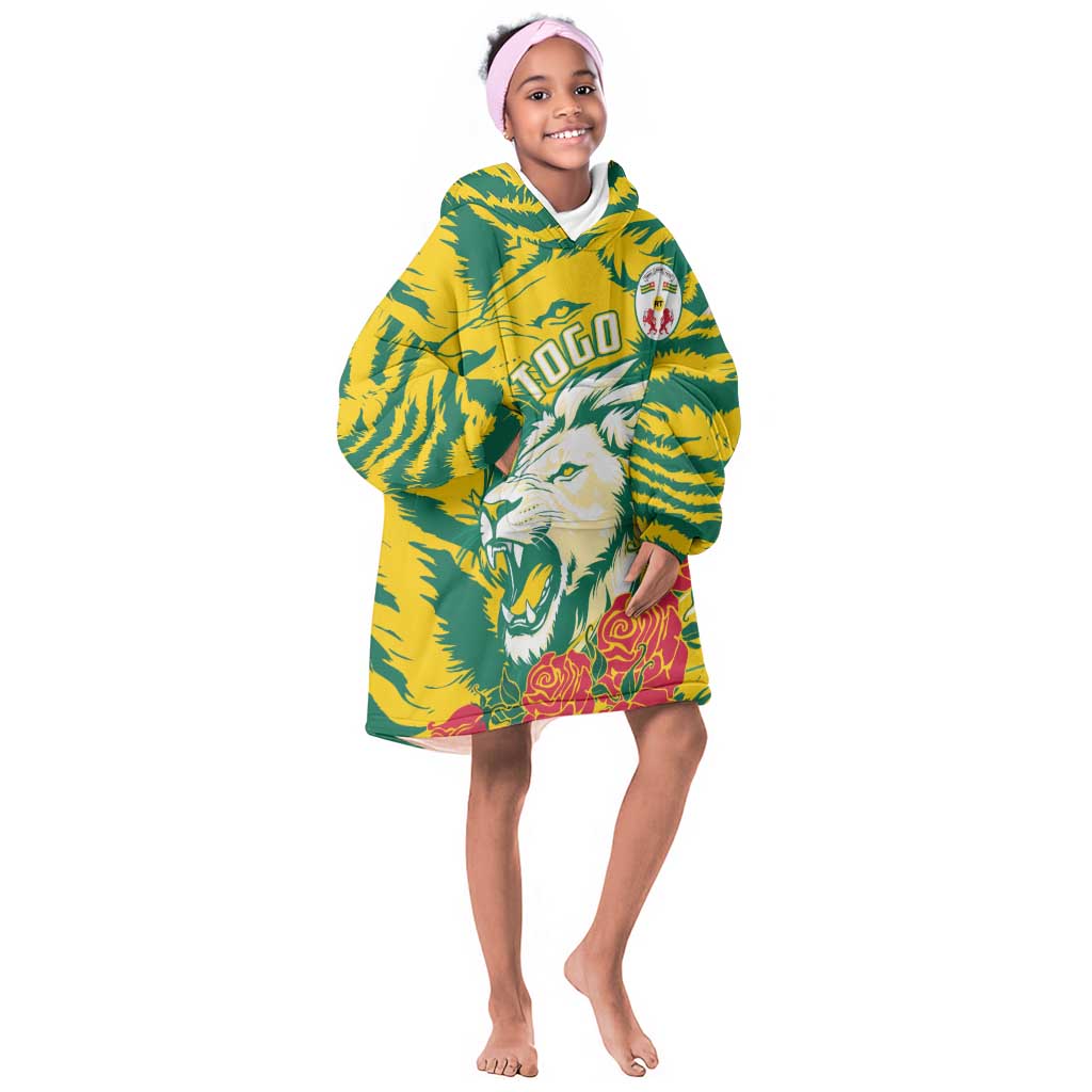 Togo Independence Day Kid Wearable Blanket Hoodie Lion and Rose Proud To Be Togolese