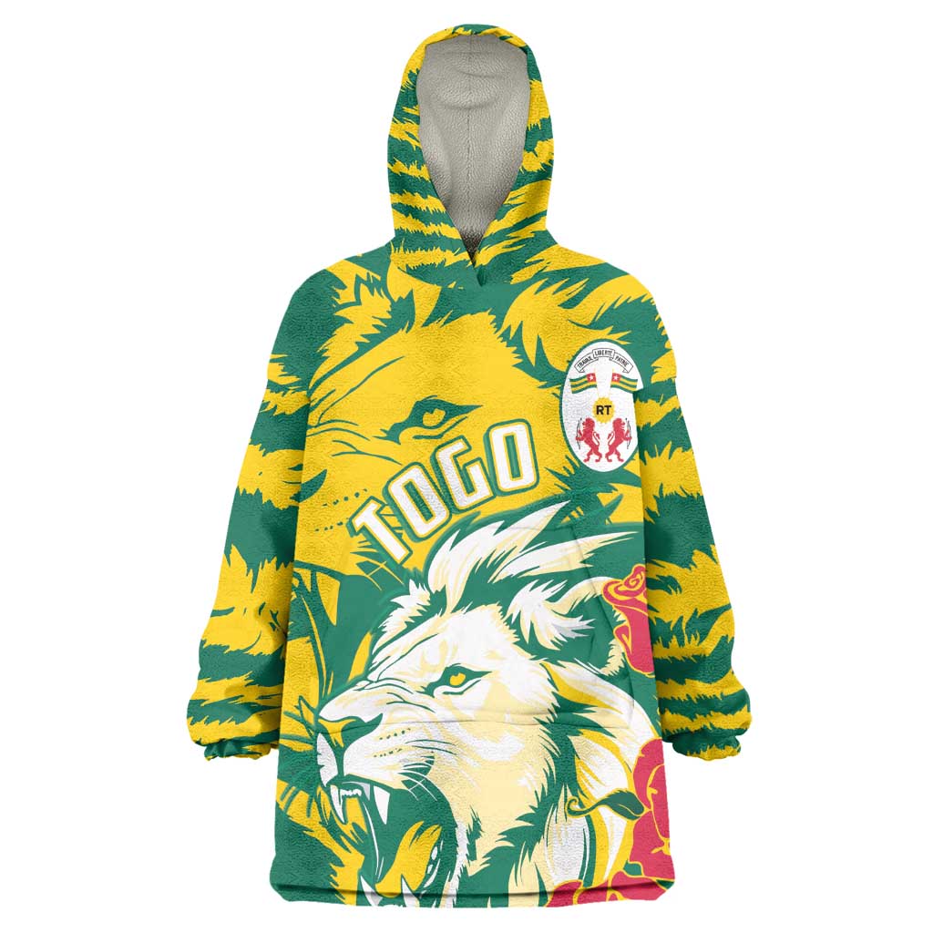 Togo Independence Day Kid Wearable Blanket Hoodie Lion and Rose Proud To Be Togolese