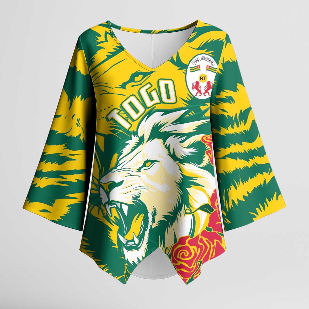Togo Independence Day Kimono Sleeve Blouse Lion and Rose Proud To Be Togolese
