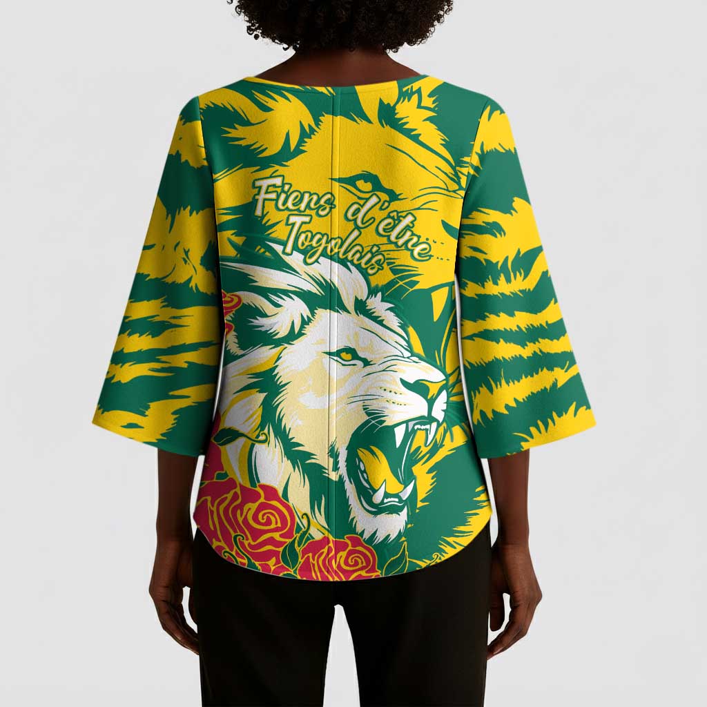 Togo Independence Day Kimono Sleeve Blouse Lion and Rose Proud To Be Togolese