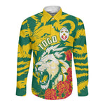 Togo Independence Day Long Sleeve Button Shirt Lion and Rose Proud To Be Togolese