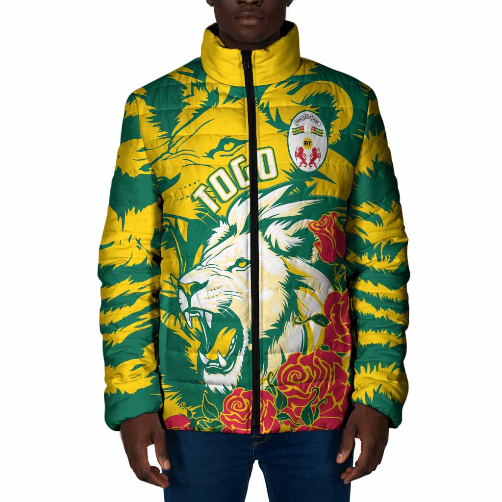 Togo Independence Day Padded Jacket Lion and Rose Proud To Be Togolese