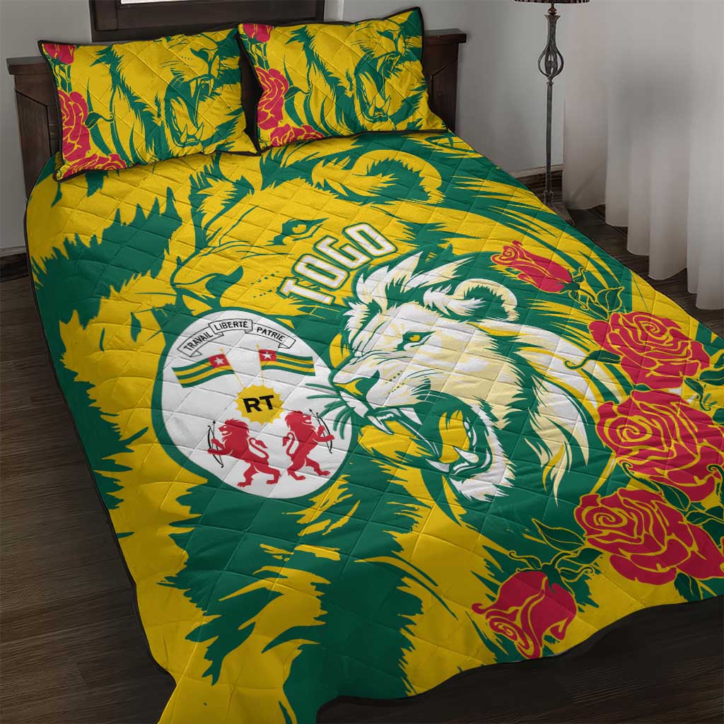 Togo Independence Day Quilt Bed Set Lion and Rose Proud To Be Togolese
