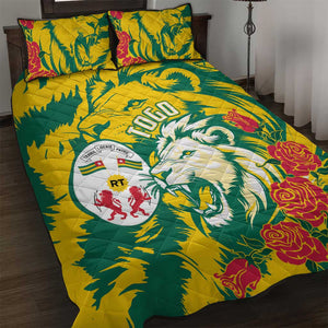 Togo Independence Day Quilt Bed Set Lion and Rose Proud To Be Togolese