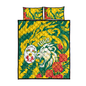 Togo Independence Day Quilt Bed Set Lion and Rose Proud To Be Togolese