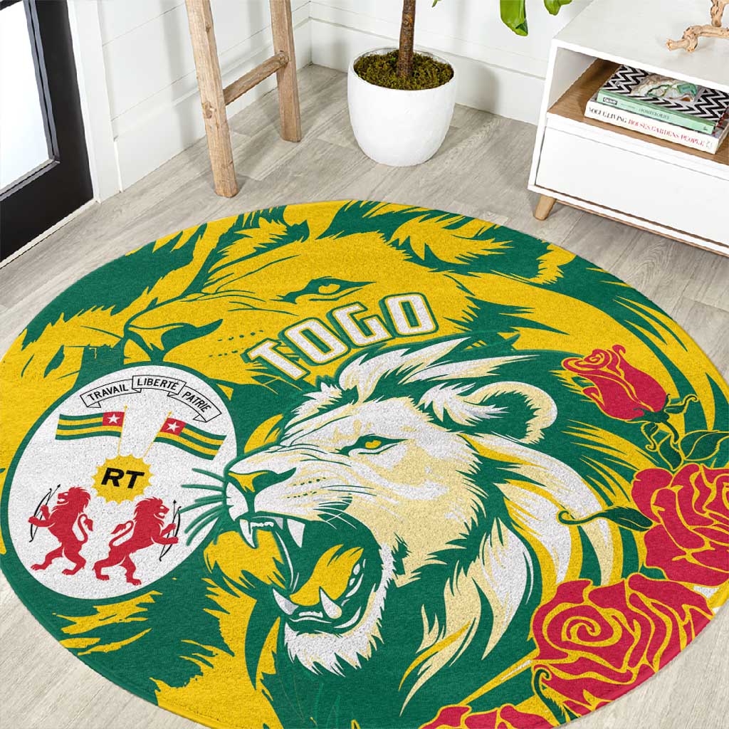 Togo Independence Day Round Carpet Lion and Rose Proud To Be Togolese