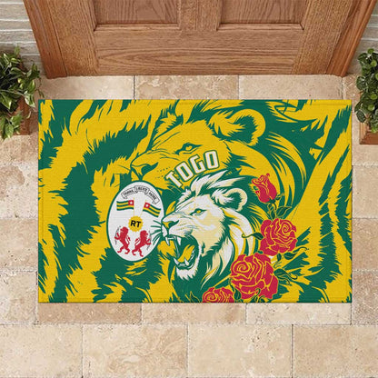 Togo Independence Day Rubber Doormat Lion and Rose Proud To Be Togolese