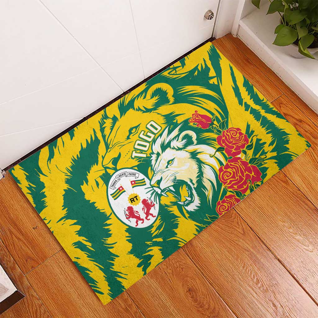 Togo Independence Day Rubber Doormat Lion and Rose Proud To Be Togolese