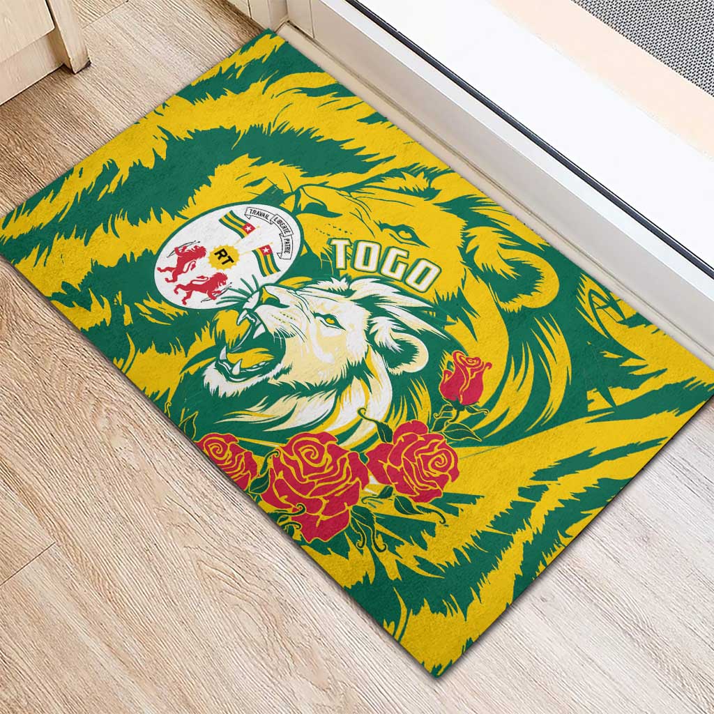 Togo Independence Day Rubber Doormat Lion and Rose Proud To Be Togolese