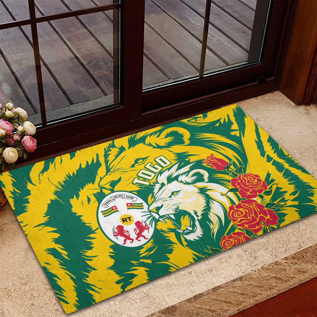 Togo Independence Day Rubber Doormat Lion and Rose Proud To Be Togolese