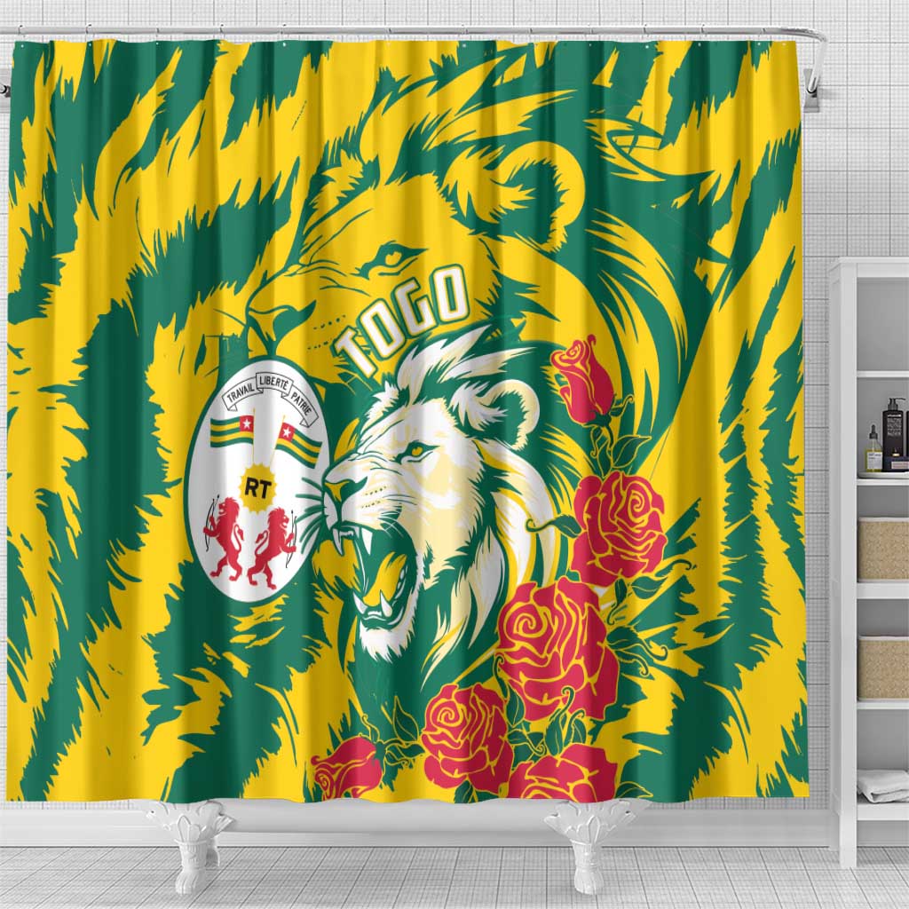 Togo Independence Day Shower Curtain Lion and Rose Proud To Be Togolese
