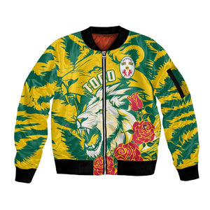 Togo Independence Day Sleeve Zip Bomber Jacket Lion and Rose Proud To Be Togolese