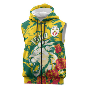 Togo Independence Day Sleeveless Zip Hoodie Lion and Rose Proud To Be Togolese