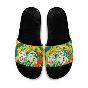 Togo Independence Day Slide Sandals Lion and Rose Proud To Be Togolese