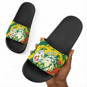 Togo Independence Day Slide Sandals Lion and Rose Proud To Be Togolese