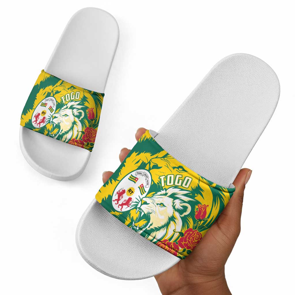 Togo Independence Day Slide Sandals Lion and Rose Proud To Be Togolese