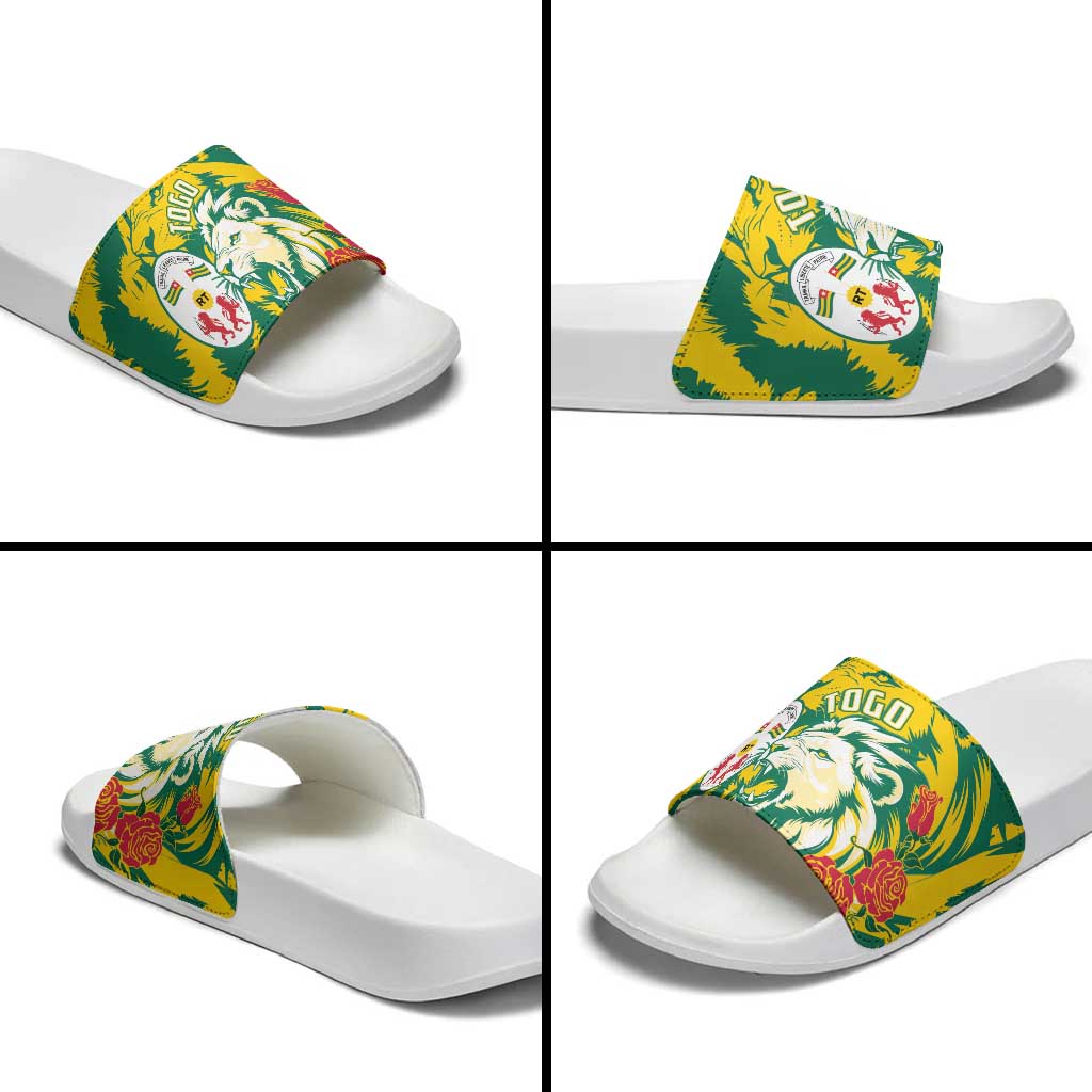 Togo Independence Day Slide Sandals Lion and Rose Proud To Be Togolese