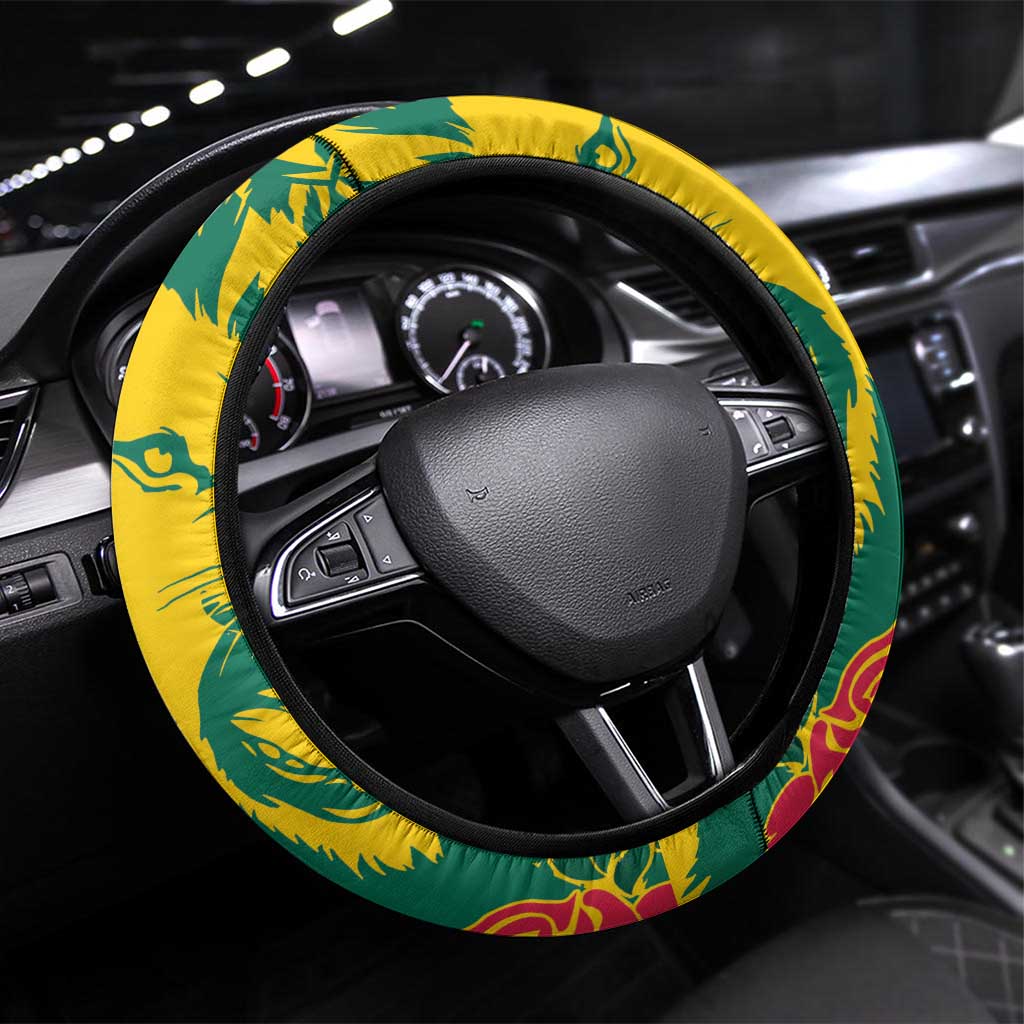 Togo Independence Day Steering Wheel Cover Lion and Rose Proud To Be Togolese