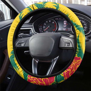 Togo Independence Day Steering Wheel Cover Lion and Rose Proud To Be Togolese
