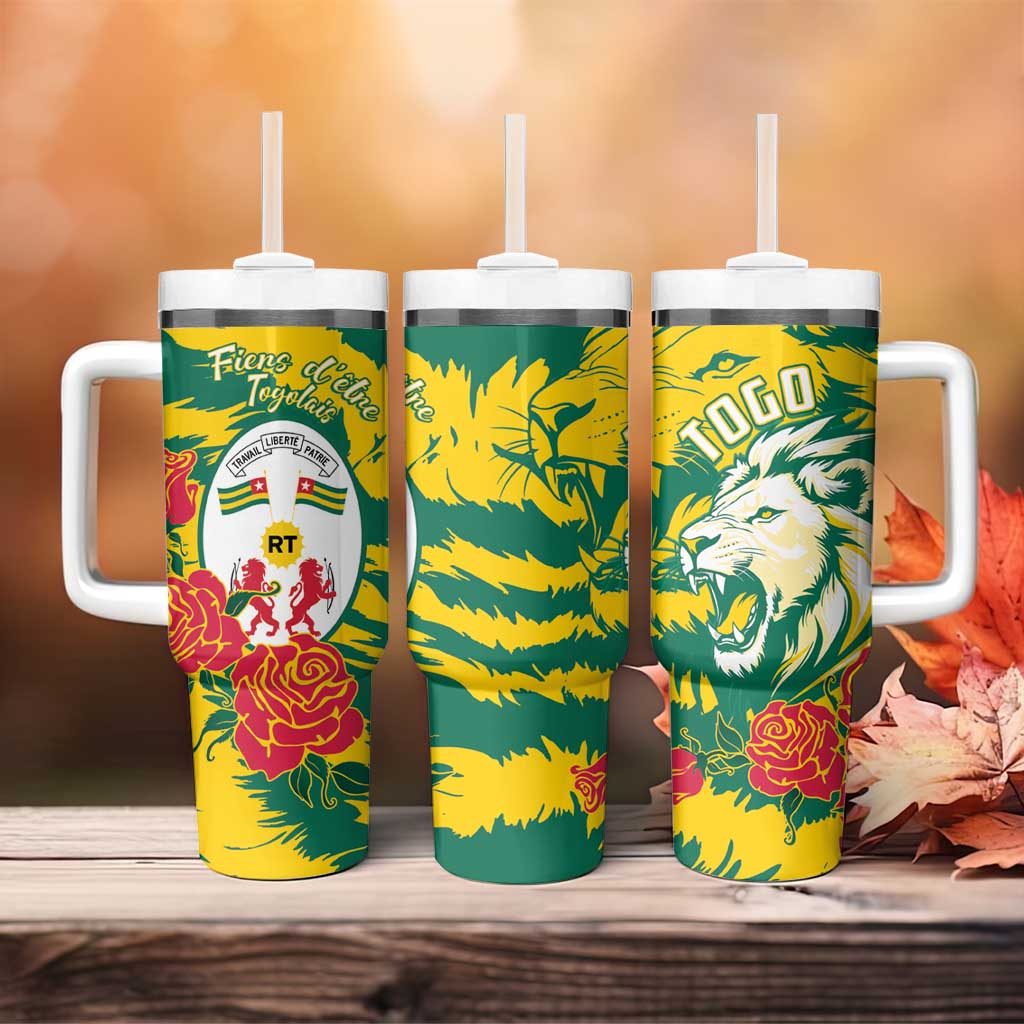 Togo Independence Day Tumbler With Handle Lion and Rose Proud To Be Togolese