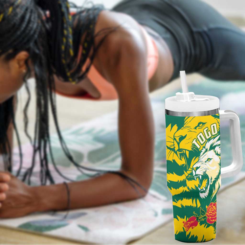 Togo Independence Day Tumbler With Handle Lion and Rose Proud To Be Togolese