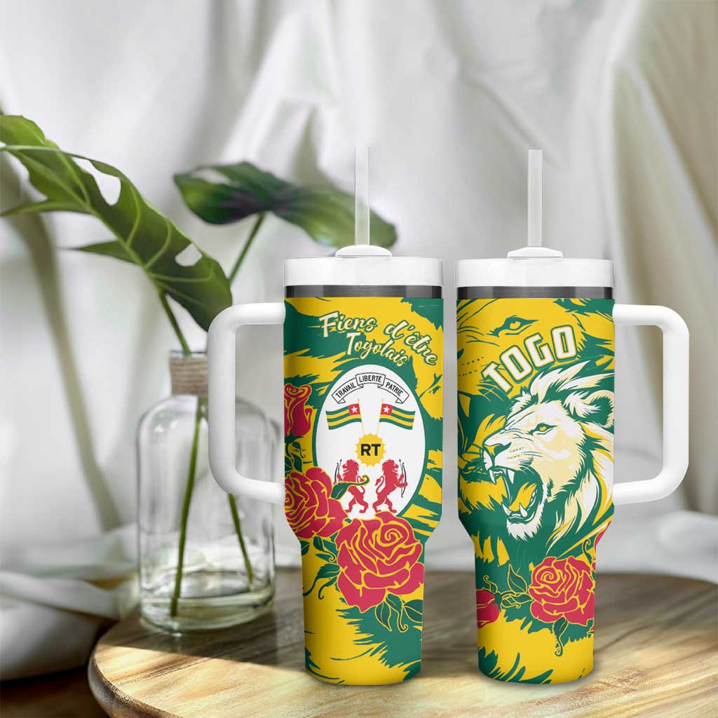 Togo Independence Day Tumbler With Handle Lion and Rose Proud To Be Togolese