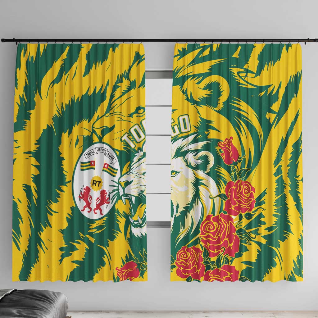 Togo Independence Day Window Curtain Lion and Rose Proud To Be Togolese